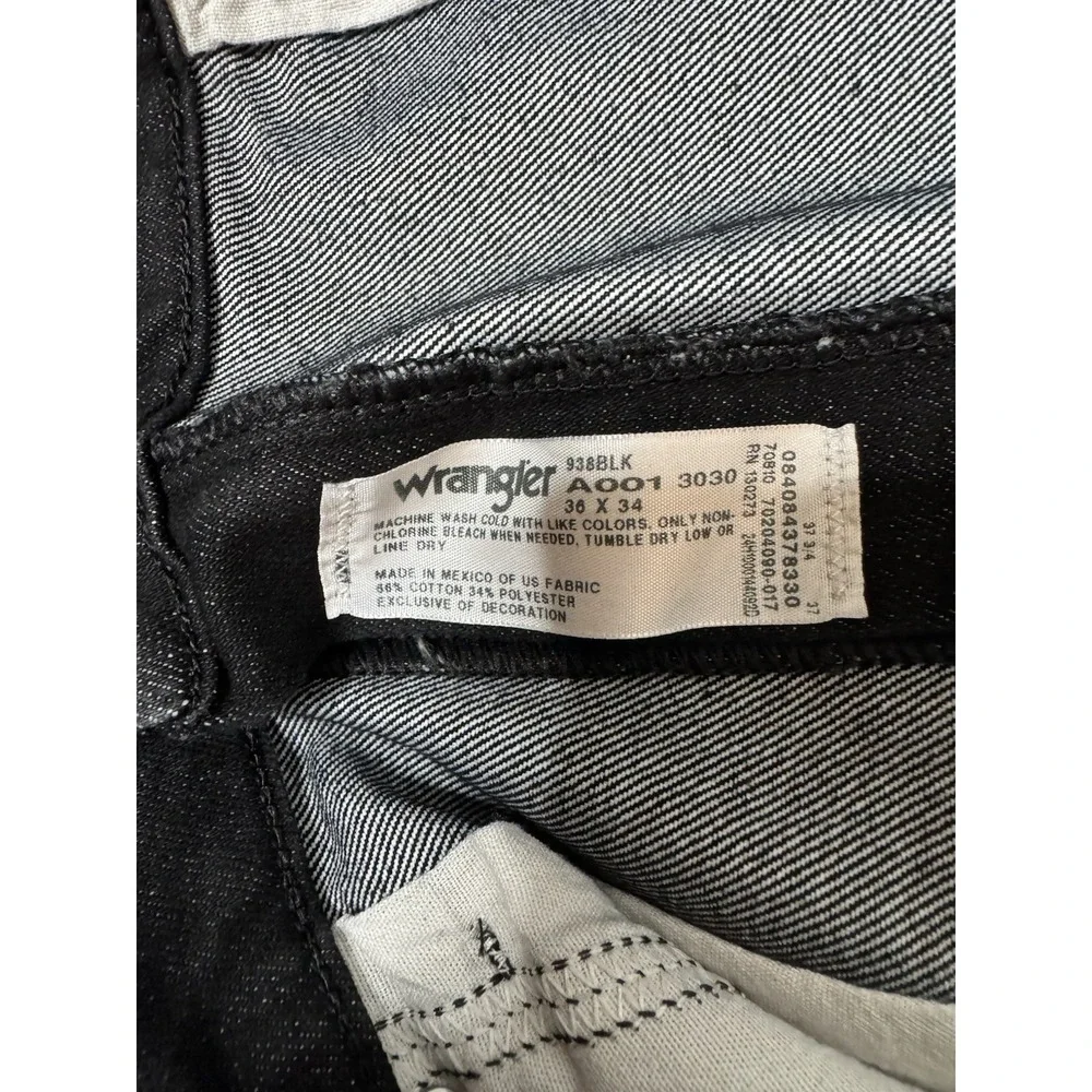 VINTAGE Wrangler Jeans Mens 36X34 Black Cowboy Cut 938BLK Made in USA